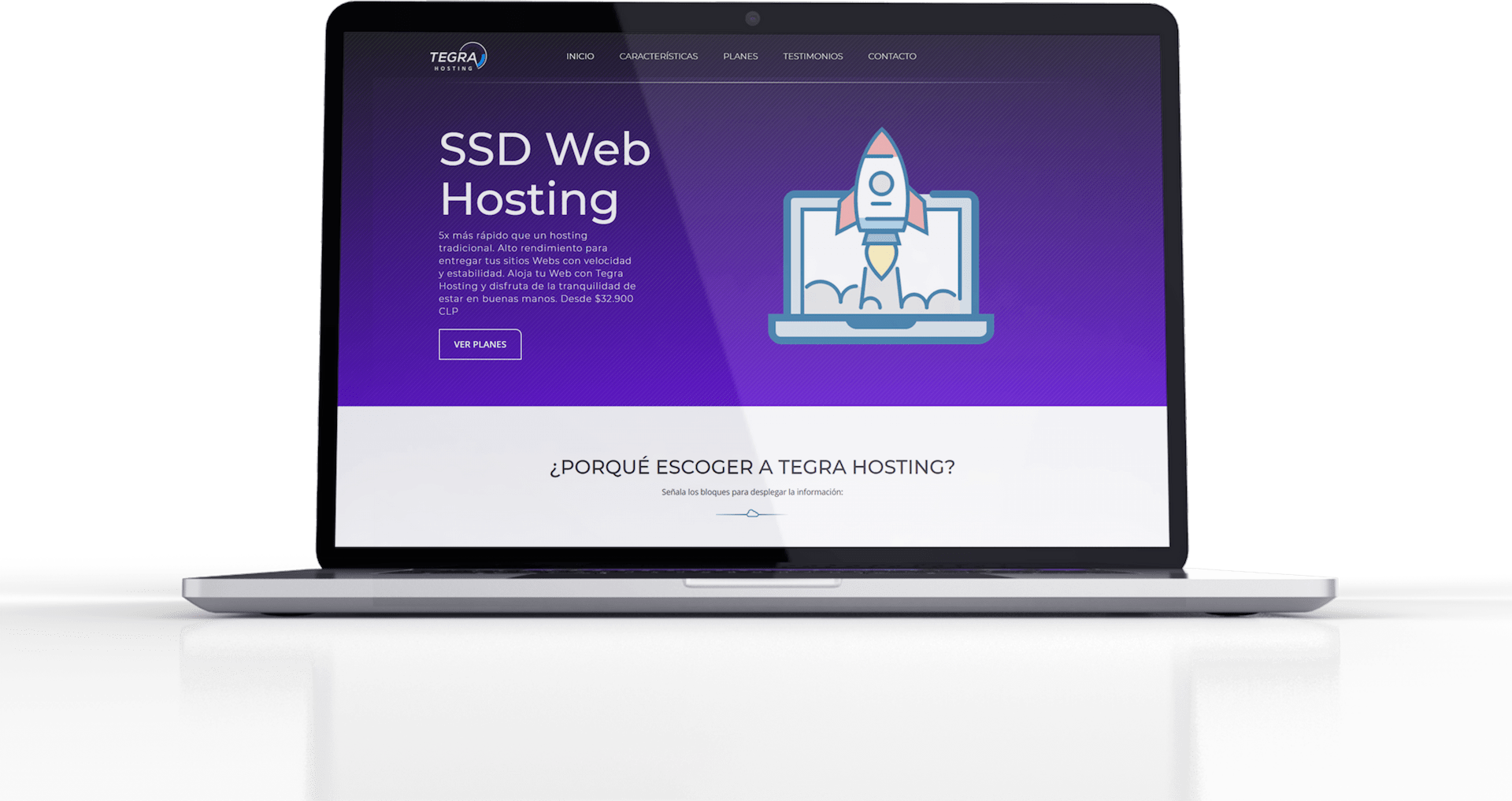 Laptop con captura de TegraHosting
