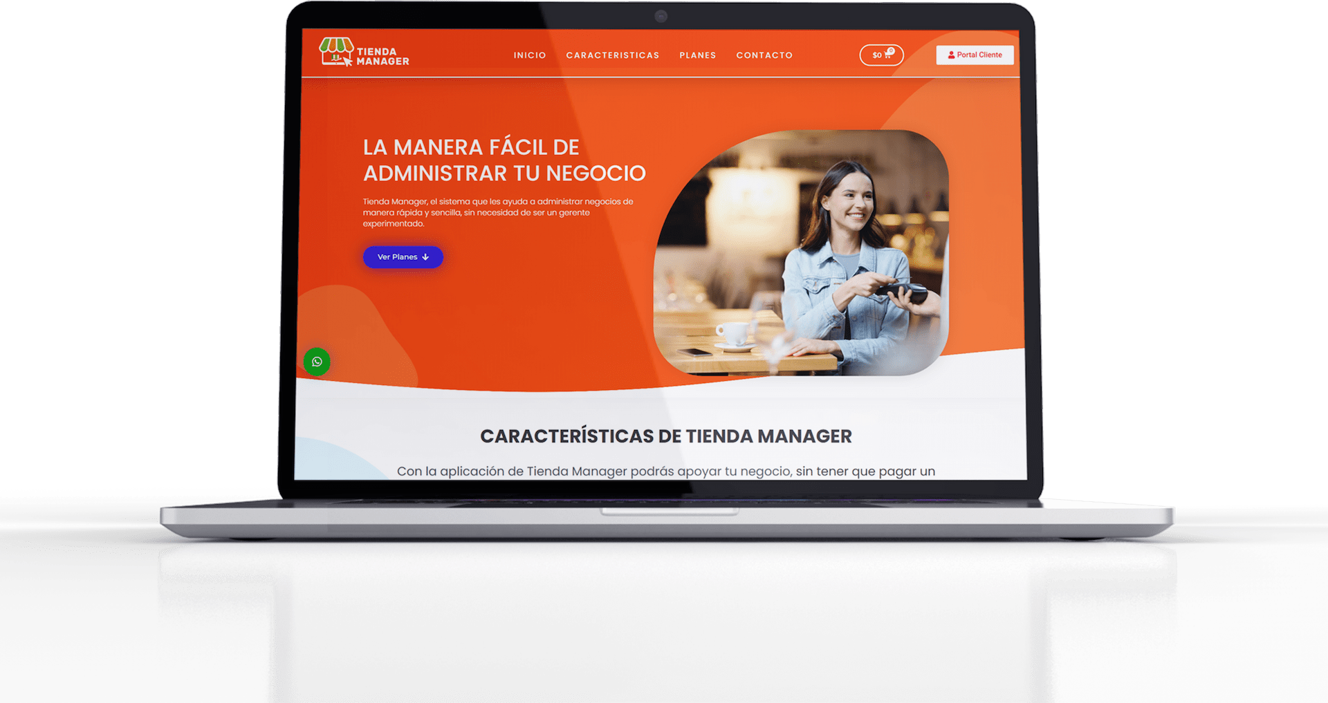 Laptop con captura de Tienda Manager